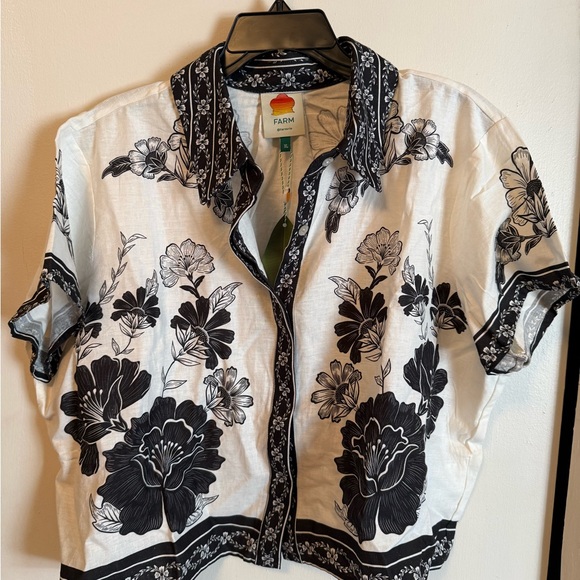 FARM Rio Off White Flower Leopards Shirt - Picture 1 of 3
